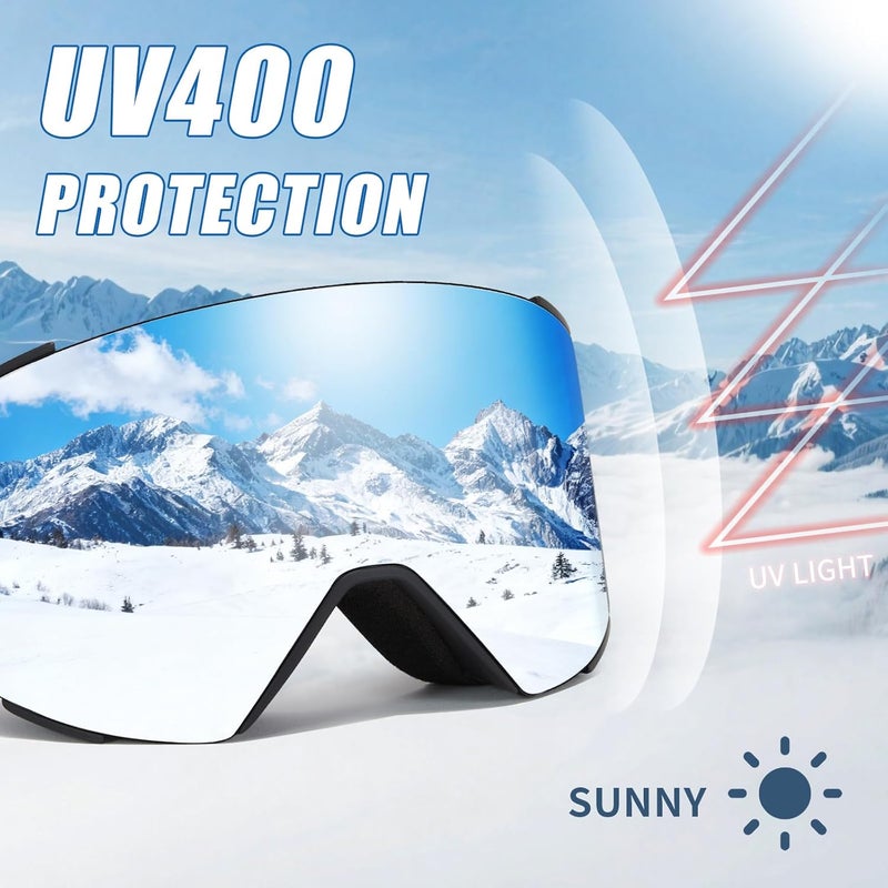 MXJ Gear Ski Goggles OTG for Women Men Adult Youth,YH693C Magnetic Snowboard Goggles,Winter Snow Goggles for Skiing Skating - Image 5